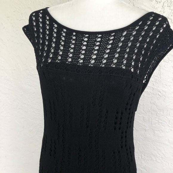 Catherine Malandrino Black Crochet Evening Dress L - Picture 3 of 6